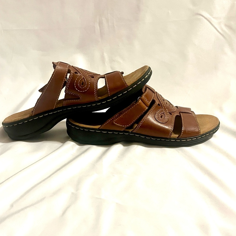 Clark’s Collection sandals, Leisa Higley Slide Brown Leather Womens Size 8.5 - Picture 9 of 9